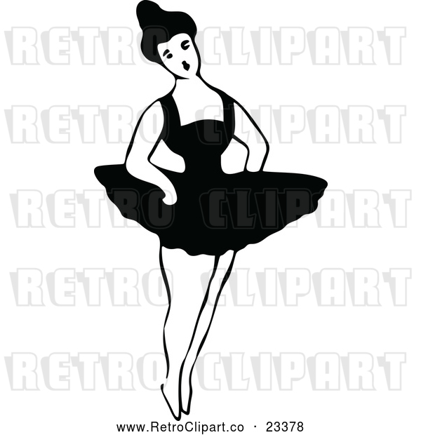 Vector Clip Art of Retro Dancing Ballerina 1