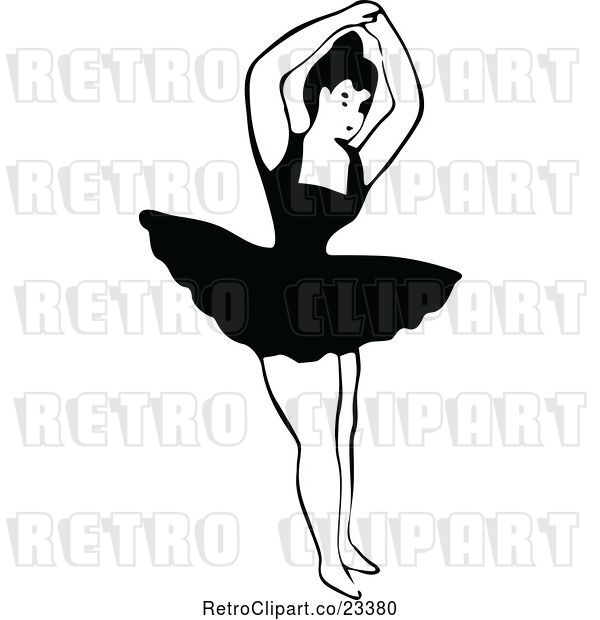 Vector Clip Art of Retro Dancing Ballerina 11