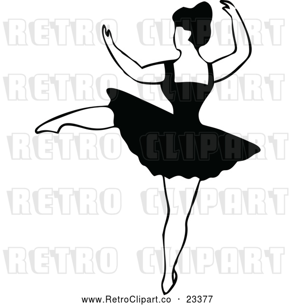 Vector Clip Art of Retro Dancing Ballerina 2