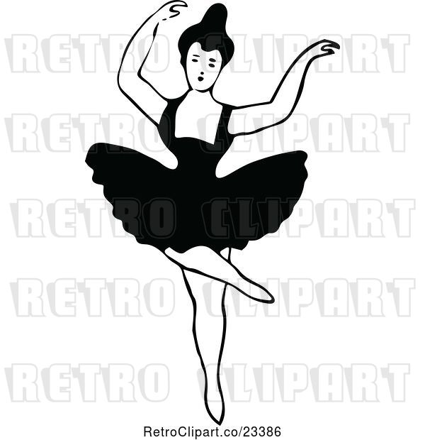Vector Clip Art of Retro Dancing Ballerina 4