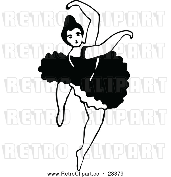 Vector Clip Art of Retro Dancing Ballerina 5