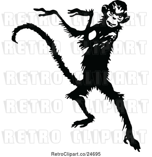 Vector Clip Art of Retro Dancing Monkey