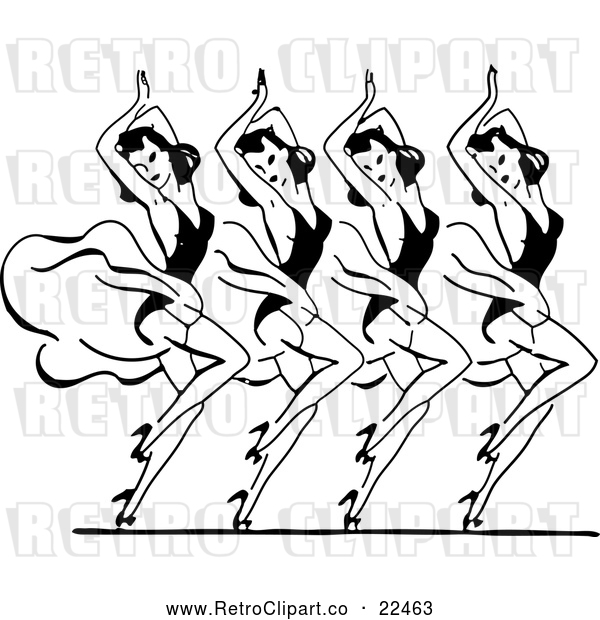 Vector Clip Art of Retro Dancing Women in Harmony