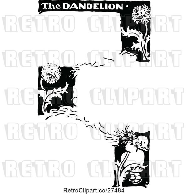 Vector Clip Art of Retro Dandelion Border