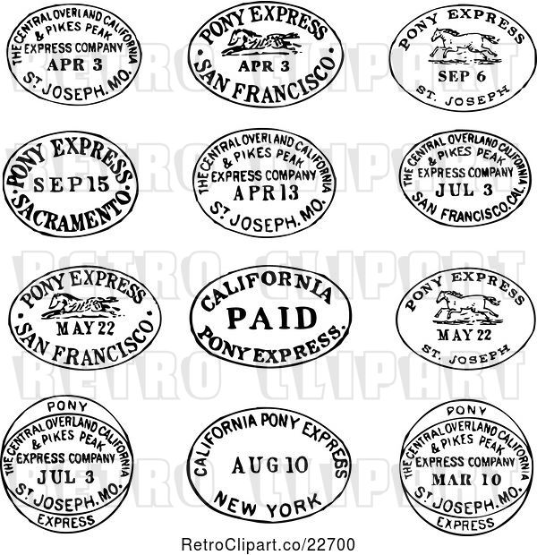Vector Clip Art of Retro Date and Location Postmarks