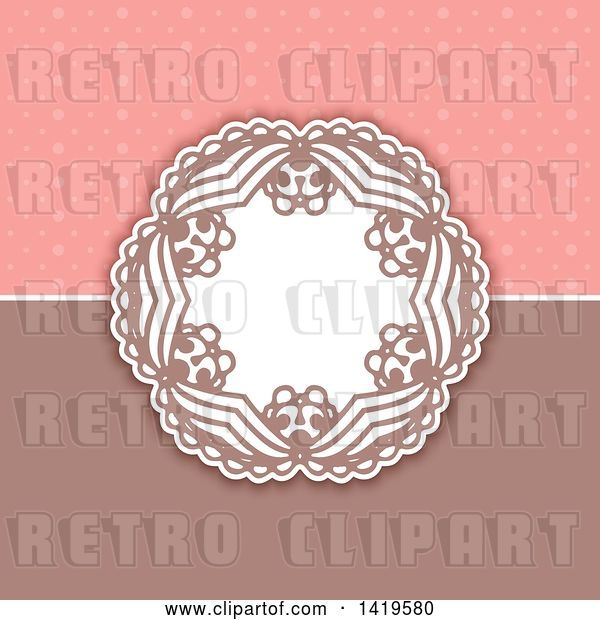 Vector Clip Art of Retro Decorative Round Frame over Pink