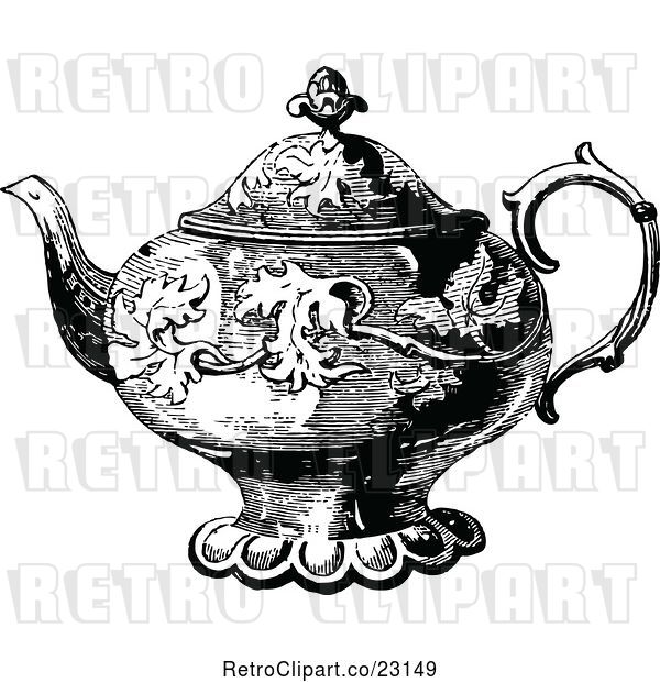 Vector Clip Art of Retro Decorative Tea Pot 1