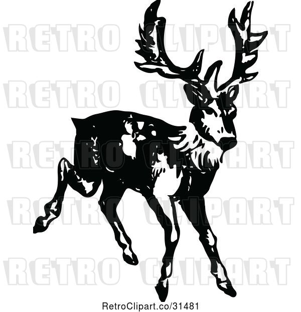 Vector Clip Art of Retro Deer 2