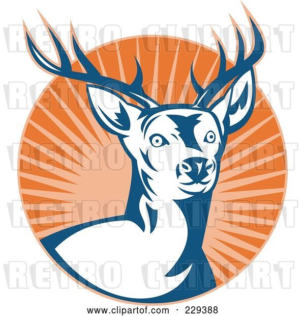 Vector Clip Art of Retro Deer Stag and Burst Logo