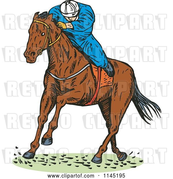 Vector Clip Art of Retro Derby Horse Race Jockey 2
