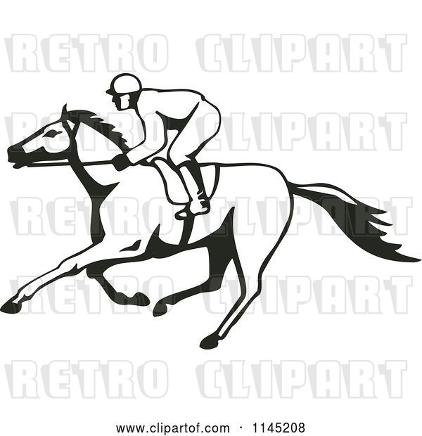 Vector Clip Art of Retro Derby Horse Race Jockey