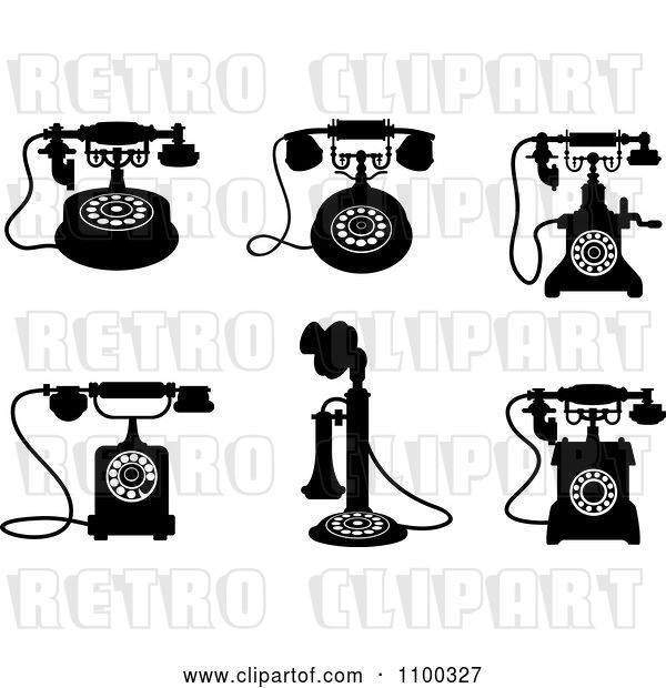 Vector Clip Art of Retro Desk Telephones