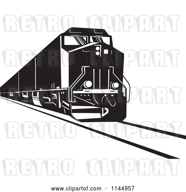 Vector Clip Art of Retro Diesel Train