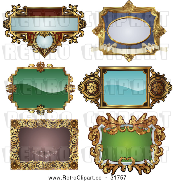 Vector Clip Art of Retro Digital Collage of Antique and Styled Ornate Frame Designs - 1