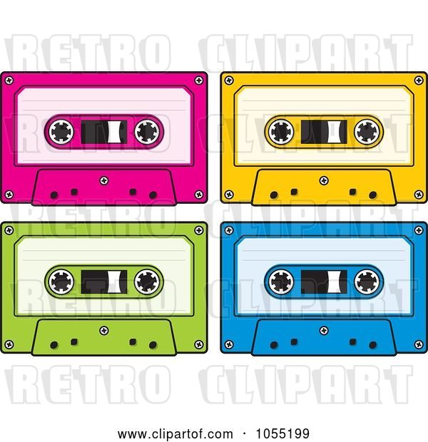 Vector Clip Art of Retro Digital Collage of Audio Cassette Tapes