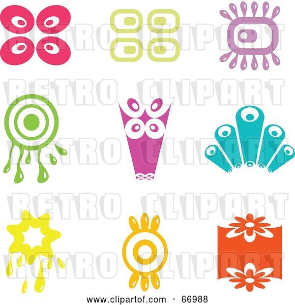 Vector Clip Art of Retro Digital Collage of Colorful Icons