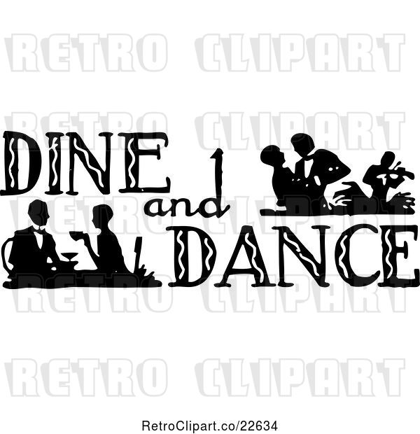Vector Clip Art of Retro Dine and Dance Sign