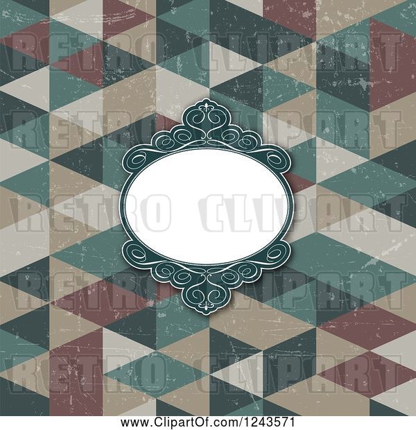 Vector Clip Art of Retro Distressed Geometric Background with an Ornate Frame