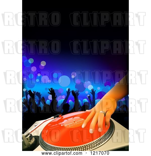 Vector Clip Art of Retro Dj Mixing a Record at a Club