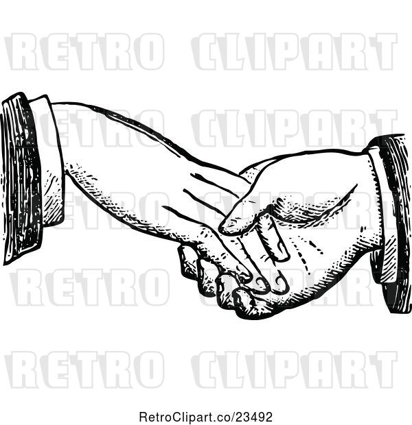 Vector Clip Art of Retro Dodgy Handshake 1