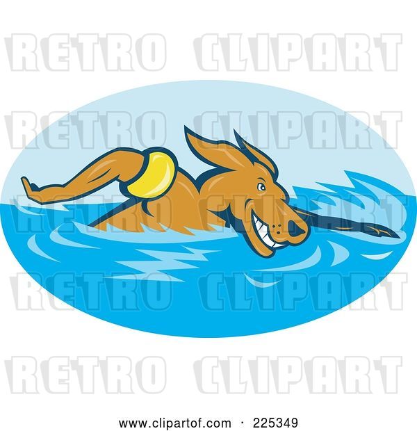 Vector Clip Art of Retro Dog Swimming Logo