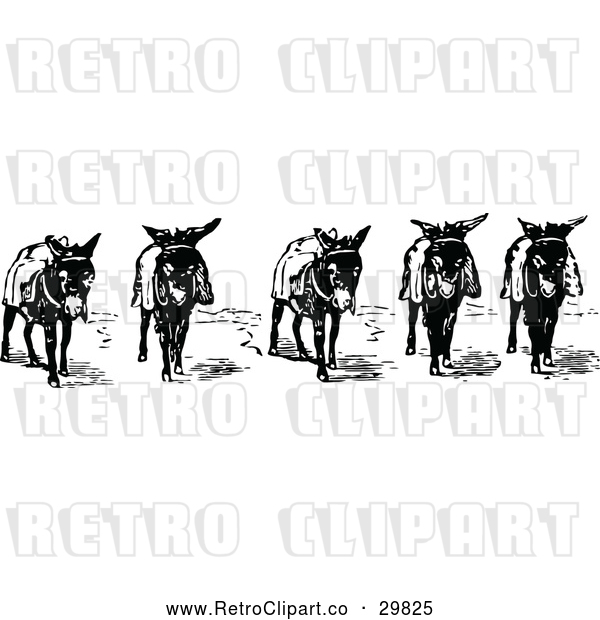 Vector Clip Art of Retro Donkeys