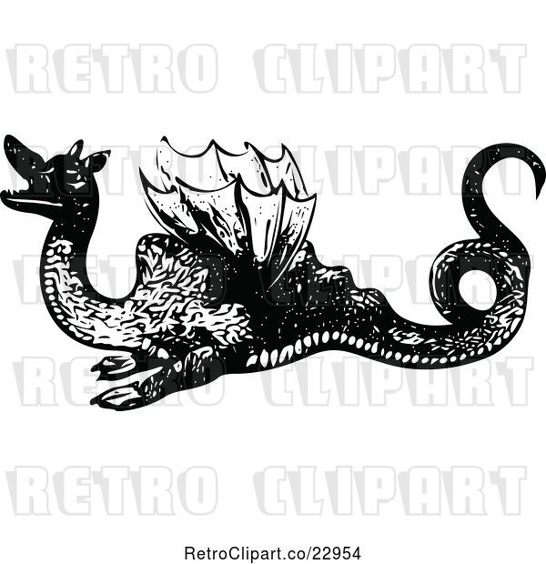 Vector Clip Art of Retro Dragon 1