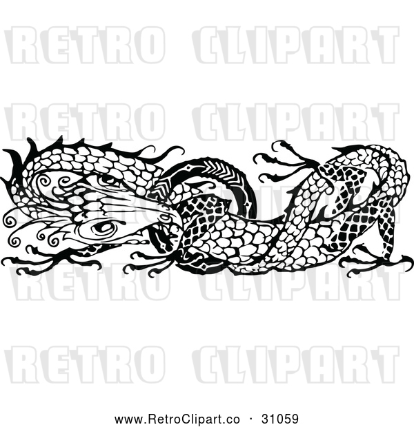 Vector Clip Art of Retro Dragon
