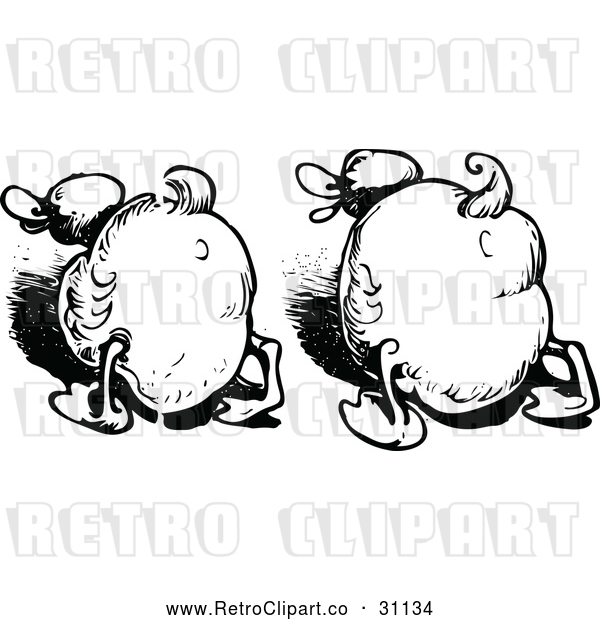 Vector Clip Art of Retro Duck Butts