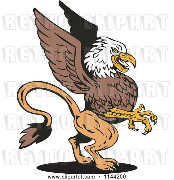 Vector Clip Art of Retro Eagle Griffin