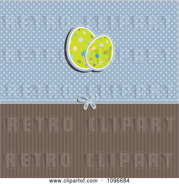 Vector Clip Art of Retro Easter Egg Background with Blue Polka Dots and Brown Stripes