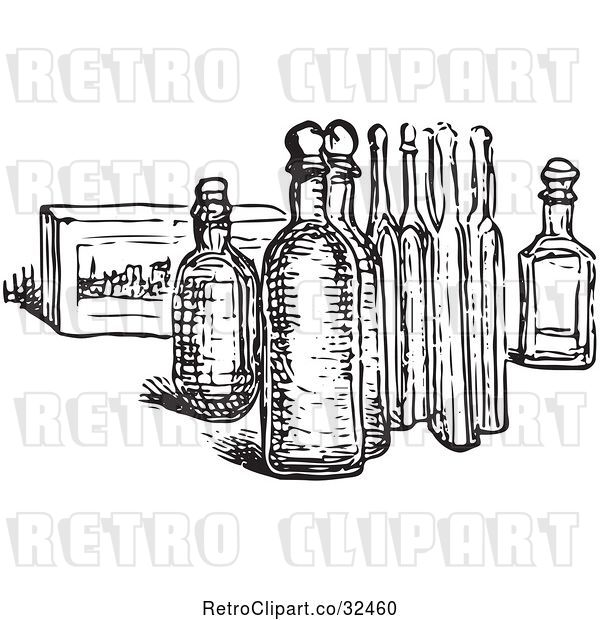 Vector Clip Art of Retro Eau De Cologne Bottles in