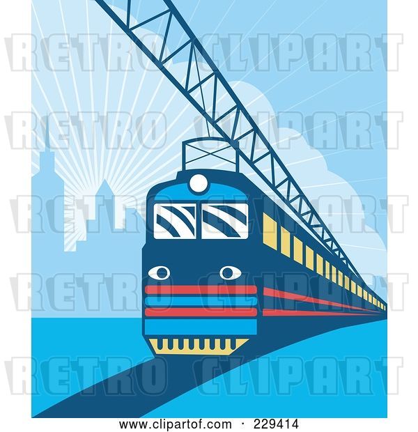 Vector Clip Art of Retro Electric City Train - 2