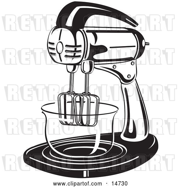 Vector Clip Art of Retro Electric Mixer in a Kitchen