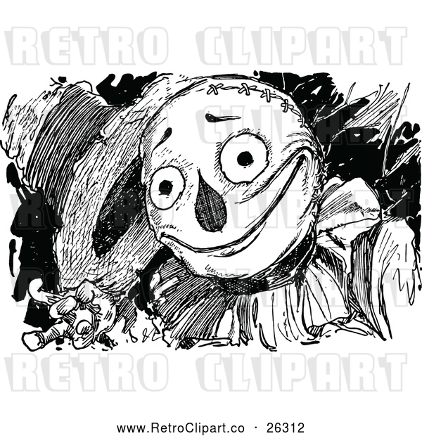 Vector Clip Art of Retro Emerald Oz Scarecrow
