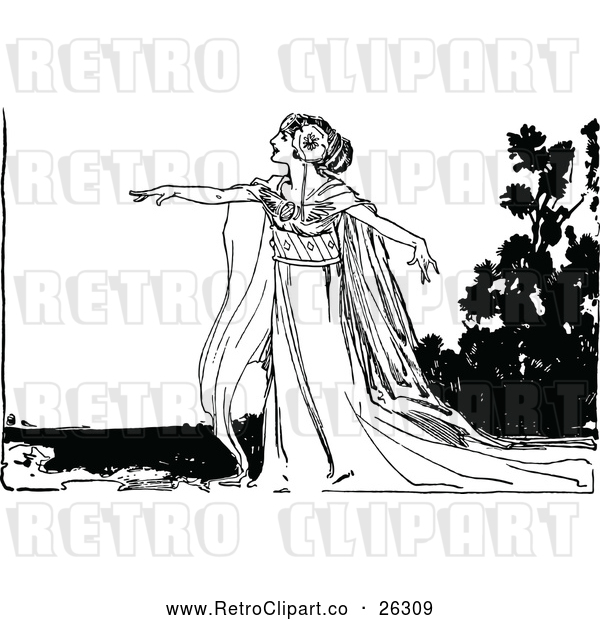 Vector Clip Art of Retro Emerald Oz Woman Presenting