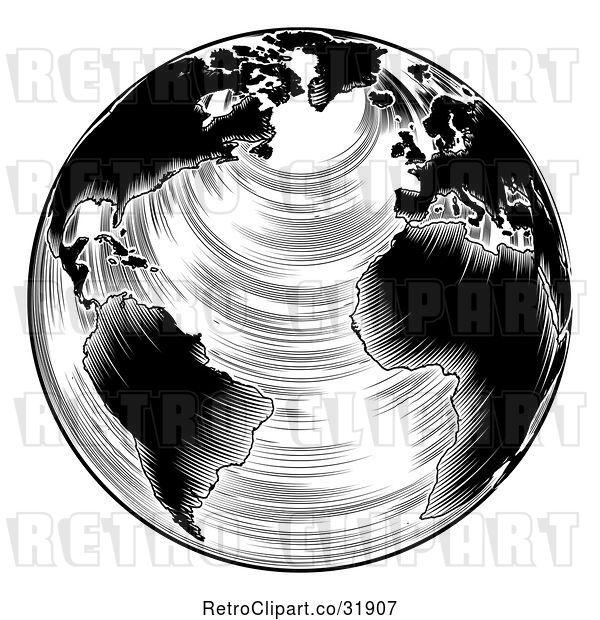 Vector Clip Art of Retro Engraved Earth