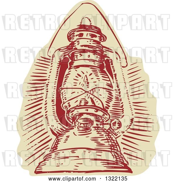 Vector Clip Art of Retro Engraved Kerosene Lamp