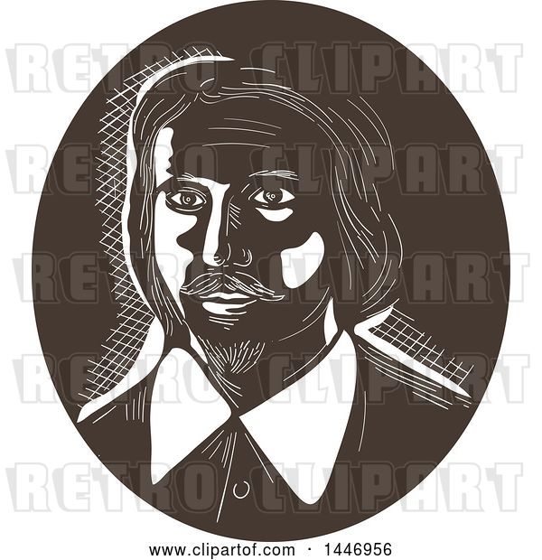 Vector Clip Art of Retro Engraved or Woodcut Styled Bust of a 16th Century Poet