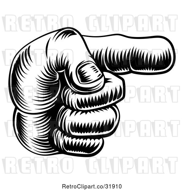 Vector Clip Art of Retro Engraved Pointing Hand