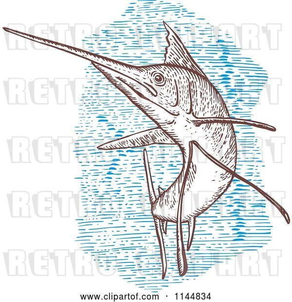 Vector Clip Art of Retro Engraved Sailfish 1