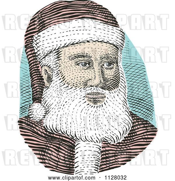 Vector Clip Art of Retro Engraved Santa Face