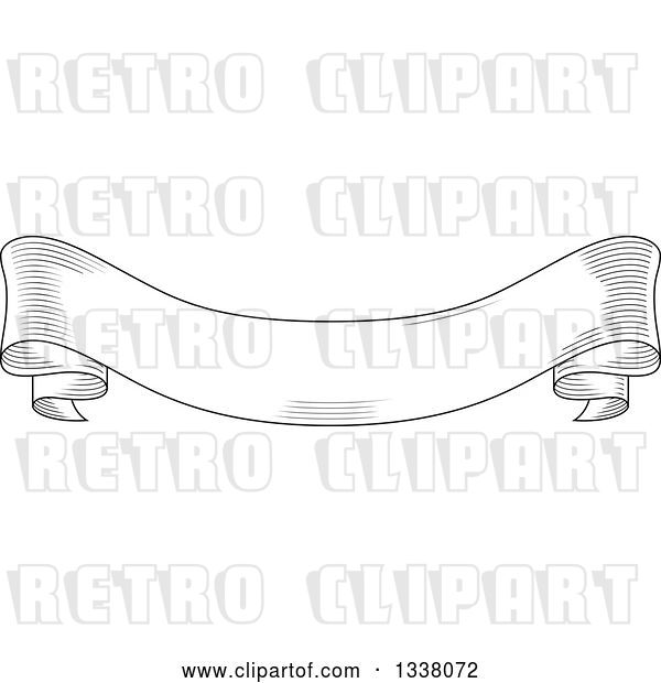 Vector Clip Art of Retro Engraved Styled Blank Ribbon Banner 2