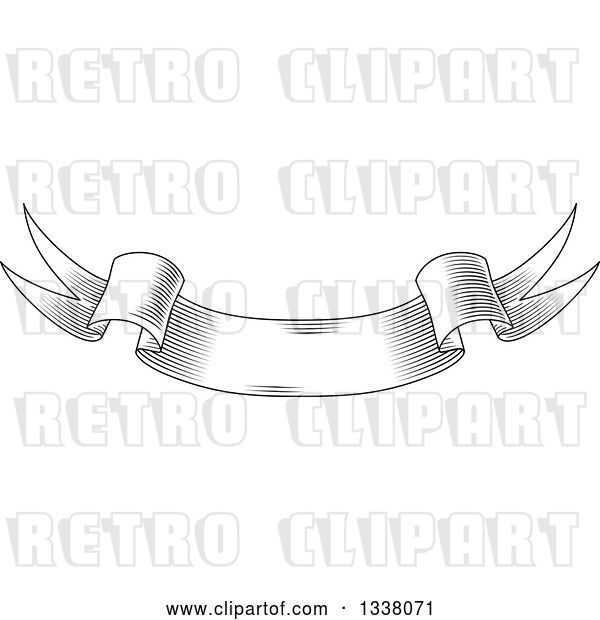 Vector Clip Art of Retro Engraved Styled Blank Ribbon Banner 6