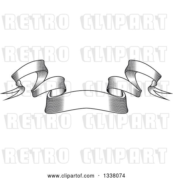 Vector Clip Art of Retro Engraved Styled Blank Ribbon Banner 8