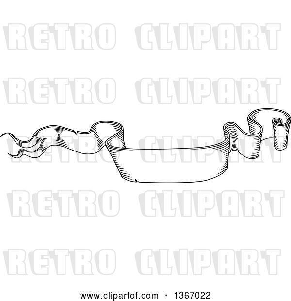 Vector Clip Art of Retro Engraved Styled Blank Ribbon Banner