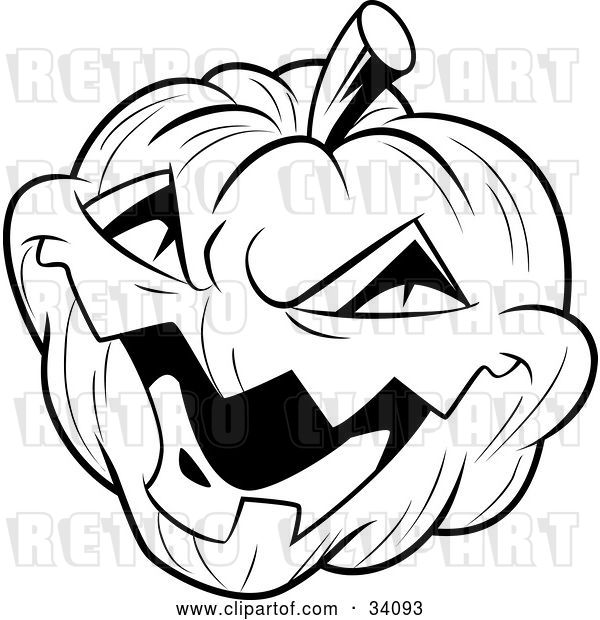 Vector Clip Art of Retro Evil Laughing Carved Halloween Jack O Lantern