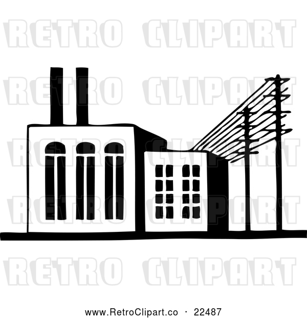 Vector Clip Art of Retro Factory Building