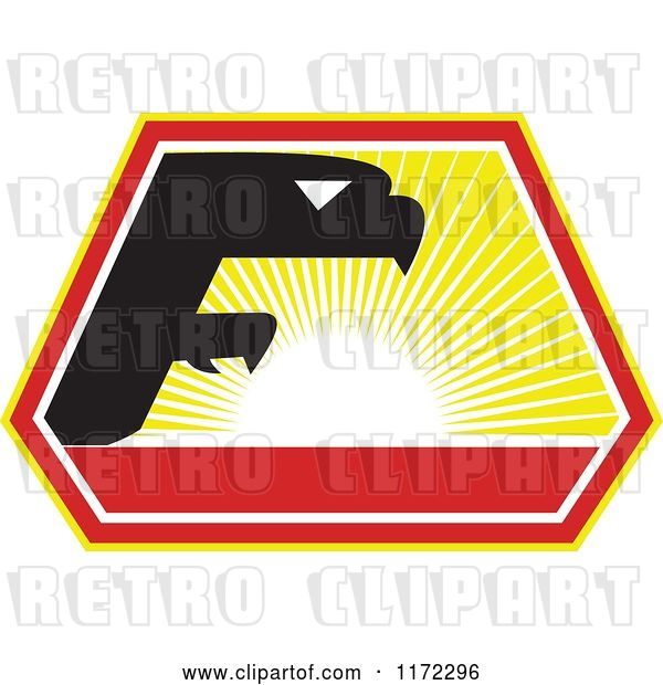 Vector Clip Art of Retro Falcon in the Shape of an F Against a Sunset