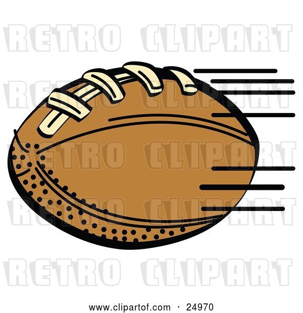 Vector Clip Art of Retro Fast Brown Leather American Football Speeding Through the Air During a Game